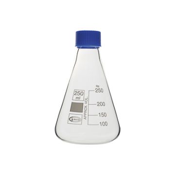 Matraz Erlenmeyer con tapón de rosca y junta PTFE borosilicato 3.3 DIN 12380