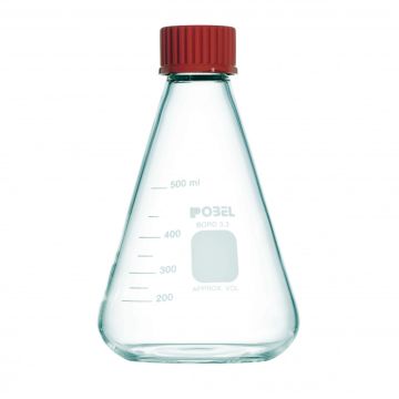 Matraz Erlenmeyer con tapón roscado GL polipropileno junta silicona PTFE